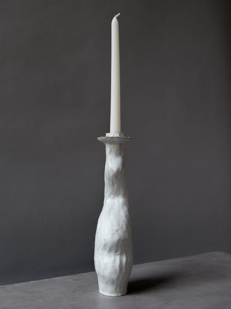 White Single Tall Lumena Candlestick