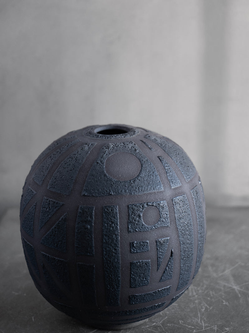 Black Scribe Sphere Vase