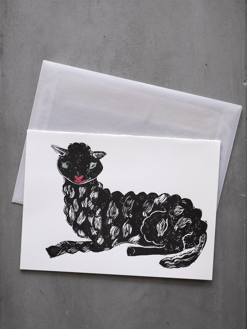 MINNIEOLGA BLACK LAMB CARD