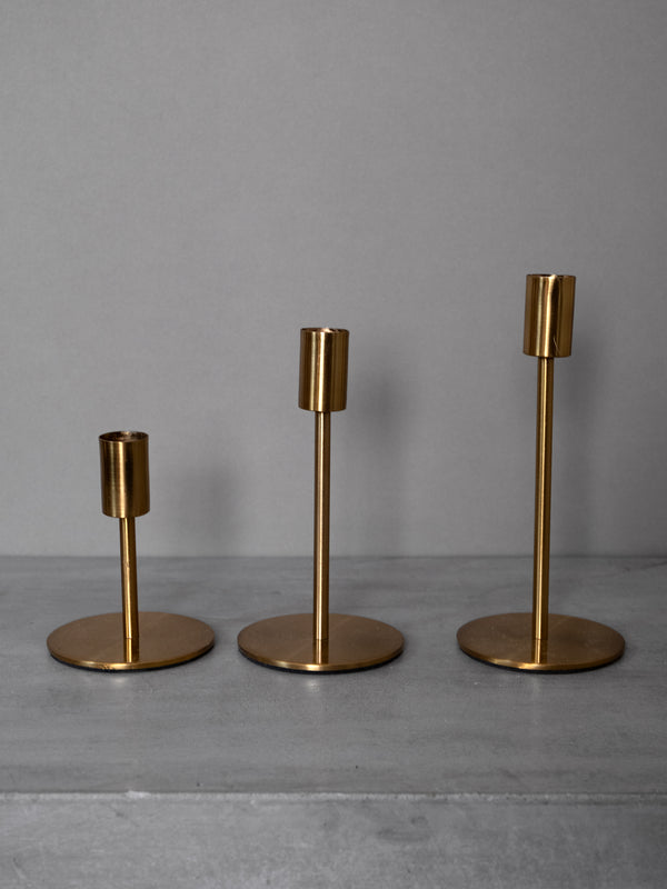 Set of Three Brass Candleholders