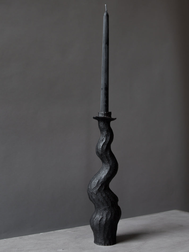 Black Single Tall Lumena Candlestick