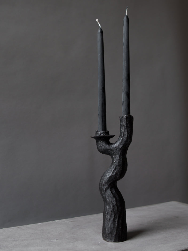 Tall Black Lumena Double Candlestick – Sacred Thistle